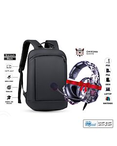 2 in 1 Backpack MapleStory MB124 with ONIKUMA K8 Wired Stereo Gaming Headphones 