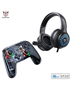 Onikuma C6 Wireless Gaming Controller & X7 Over-ear Wired Gaming Headset With Microphone