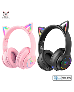 2 Onikuma B90 RGB Cat Ear Bluetooth 5.0 Wireless Gaming Headset - Pink