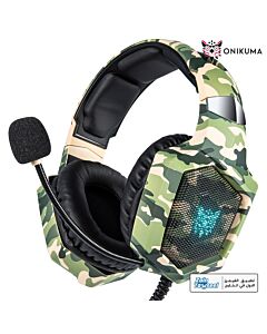 ONIKUMA K8 Wired Stereo Gaming Headphones With Mic LED Lights - Camo Green