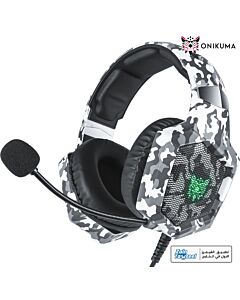 ONIKUMA K8 Wired Stereo Gaming Headphones With Mic LED Lights - Camo White